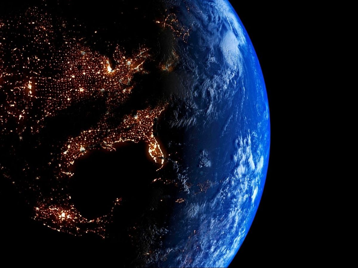 Die Erde in der Nacht.