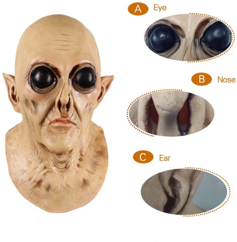 Dein Alien-Kostüm: die Faultier-/Außerirdischen-Maske