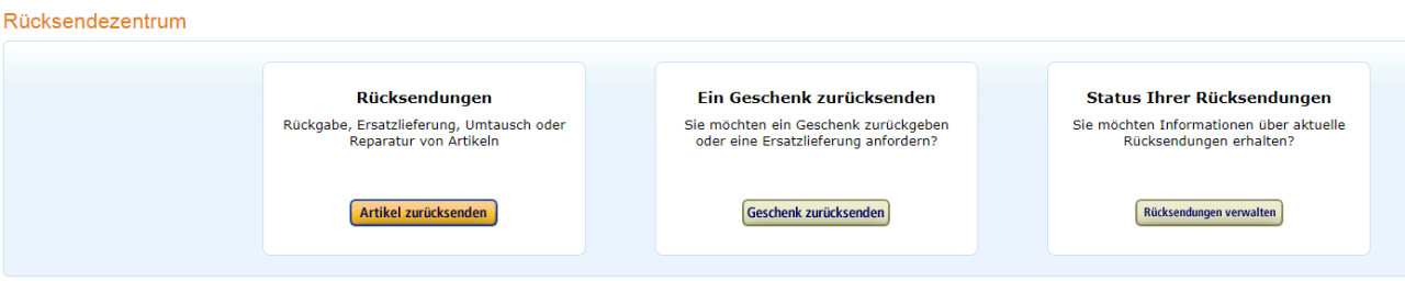 Im Online-Rückgabezentrum kannst du unter "Artikel zurücksenden" die Amazon-Rückgabe nutzen.