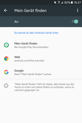 "Mein Gerät finden" hilft euch bei Android im Notfall euer Handy zu orten.