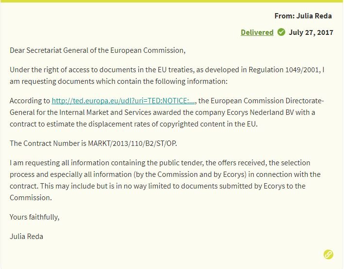 Die Informationsfreiheitsanfrage der EU-Abgeordneten Julia Reda.