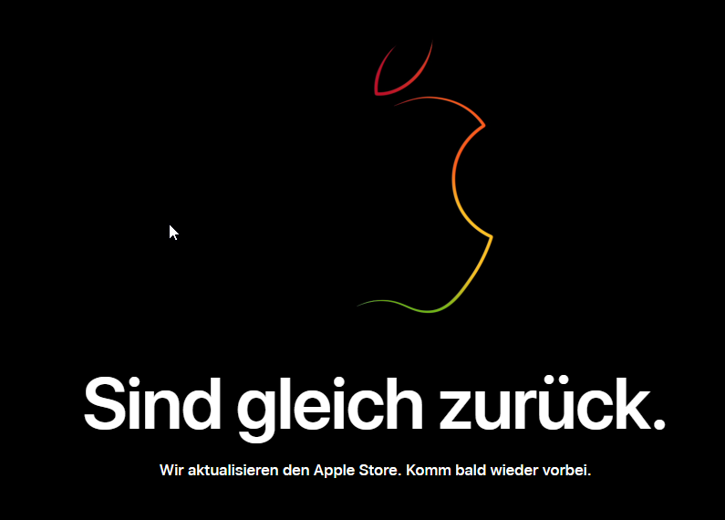 Wie üblich vor Produktvorstellungen von Apple, ist der Online-Shop nicht mehr erreichbar. 