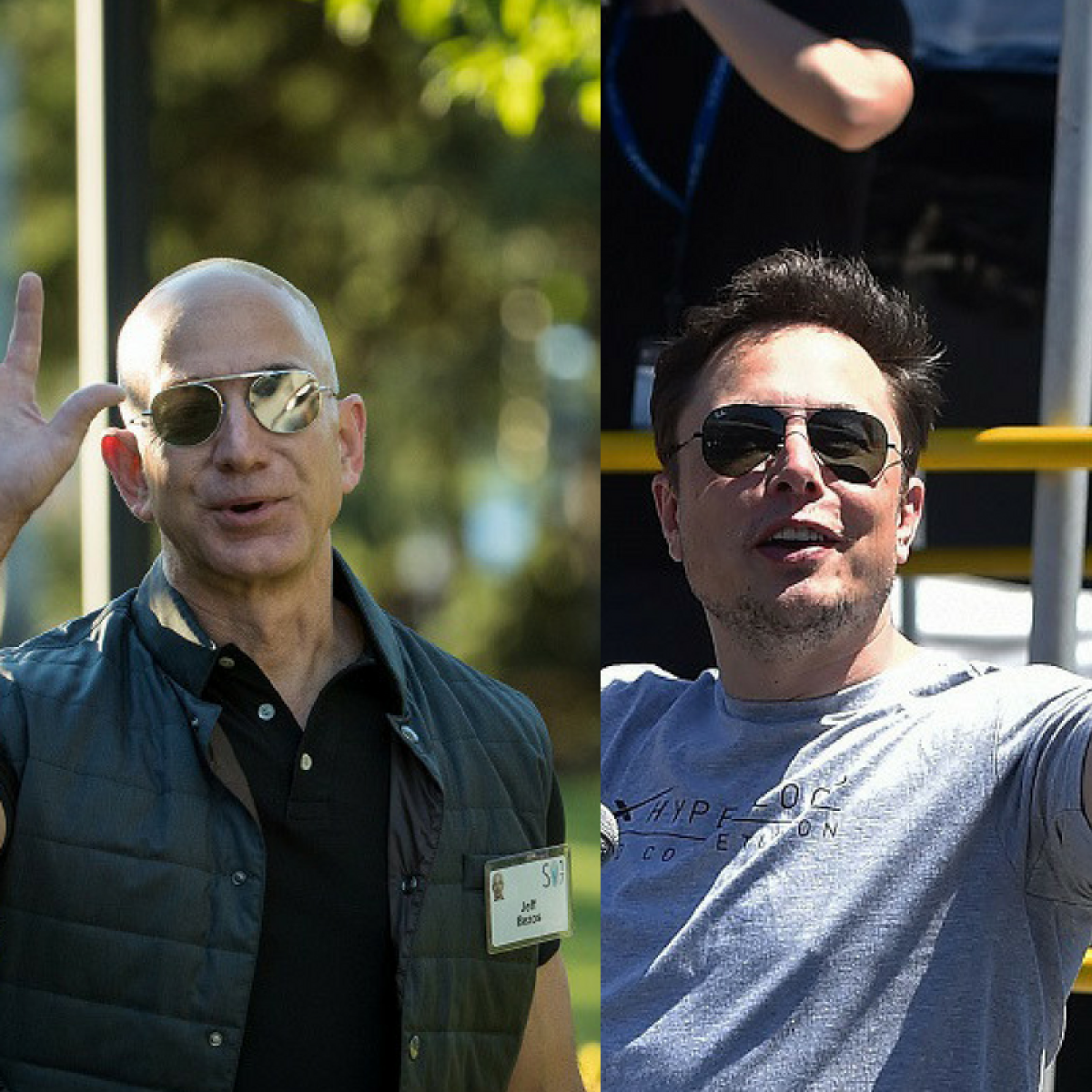 Collage: Jeff Bezos und Elon Musk