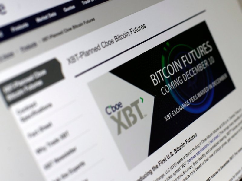 Webseite der Chicagoer Börse Chicago Board Options Exchange kündigt Bitcoin-Handel an