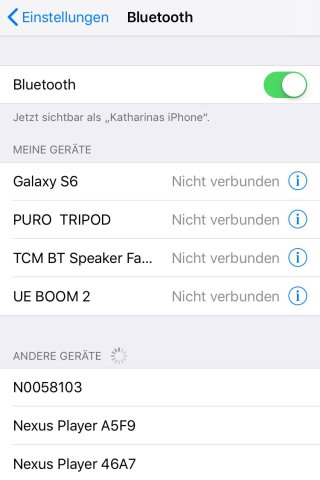 In den Bluetooth-Einstellungen findet ihr die Geräte, die für eine Verbindung zur Verfügung stehen.