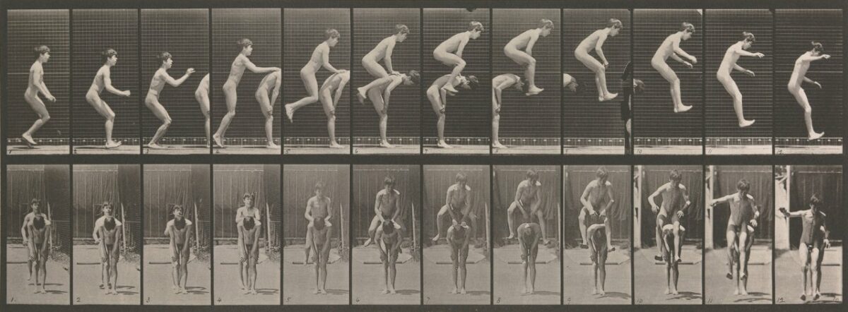 "Boys Playing Leapfrog" (1883-1886) des amerikanischen Erfinders Eadweard Muybridge