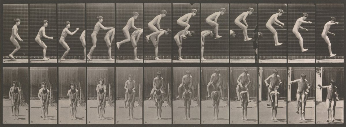 "Boys Playing Leapfrog" (1883-1886) des amerikanischen Erfinders Eadweard Muybridge