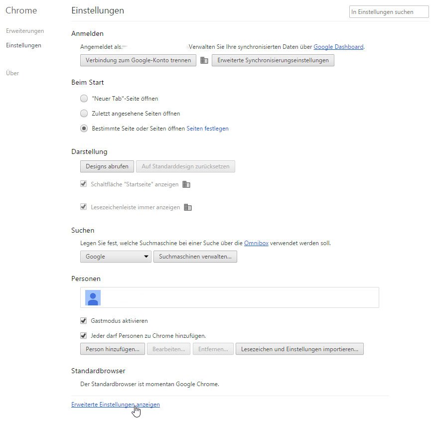 Einstellungen > Erweiterte Einstellungen“ title=“Einstellungen > Erweiterte Einstellungen“><figcaption><div class=