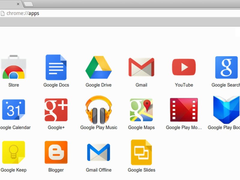Chrome-Browser zeigt verschiedene Apps