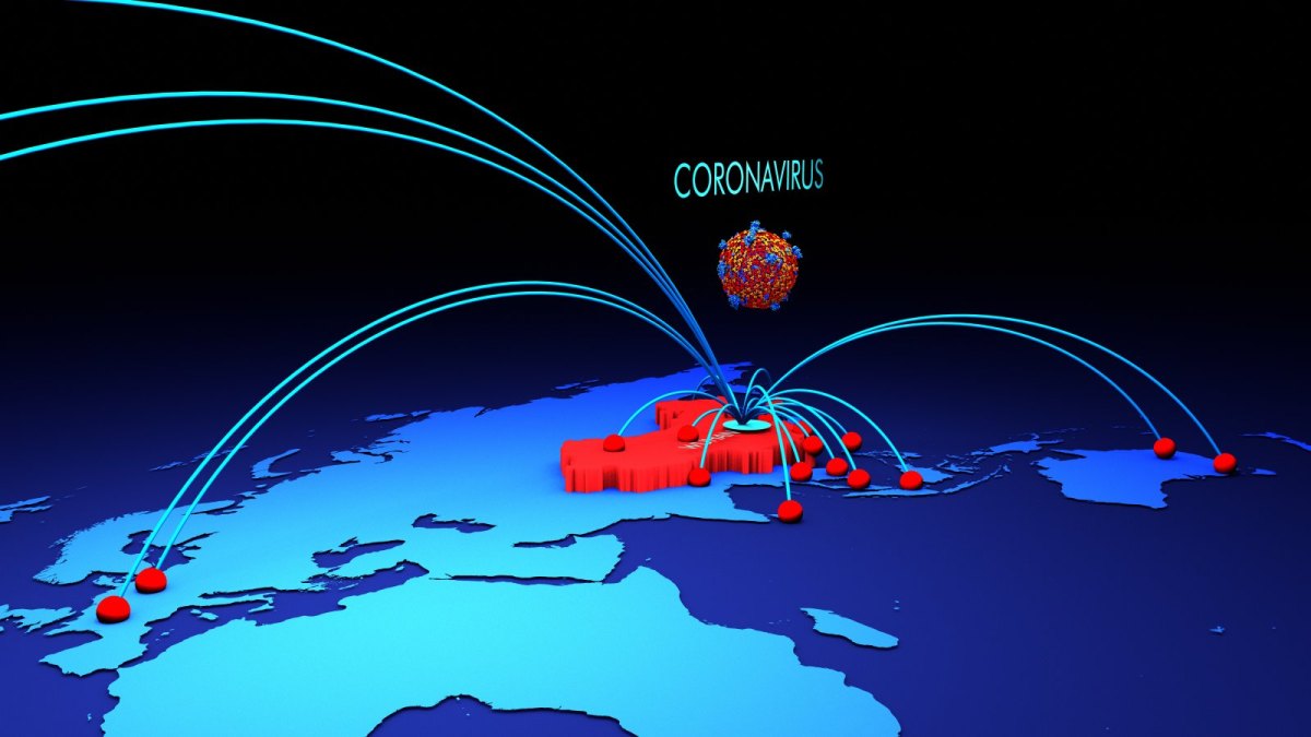 Karte zeigt den Ausbruch des Coronavirus.