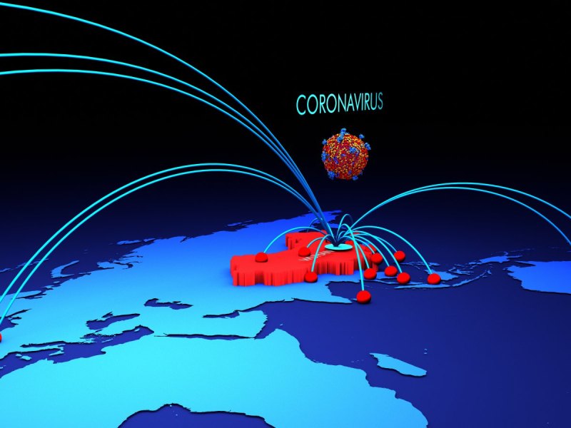 Karte zeigt den Ausbruch des Coronavirus.