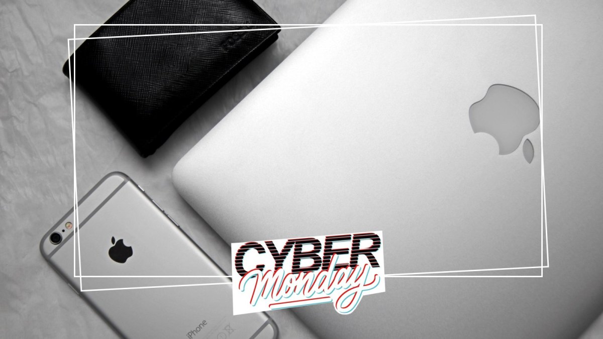 Apple-Produkte mit Cyber Monday-Logo