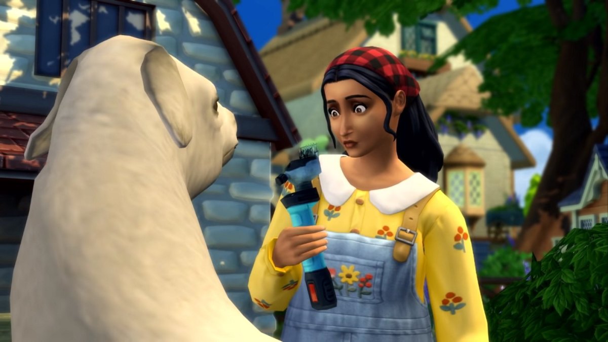 Frau mit Lama in Die Sims 4.