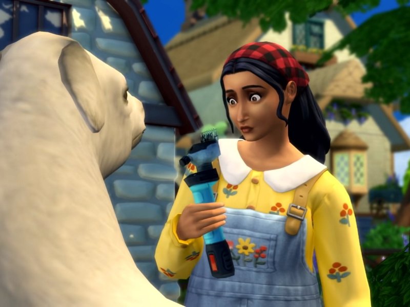 Frau mit Lama in Die Sims 4.
