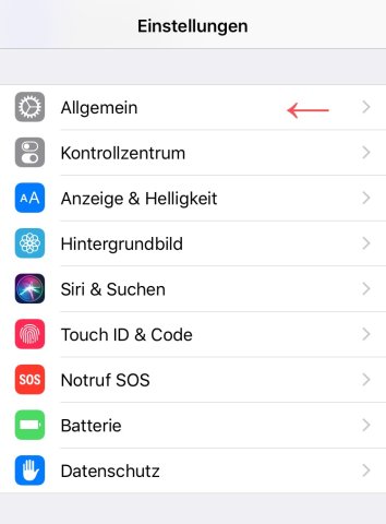 In den Einstellungen müsst ihr zunächst den Bereich "Allgemein" auswählen.