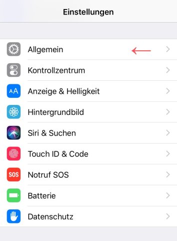 In den Einstellungen müsst ihr zunächst den Bereich "Allgemein" auswählen.