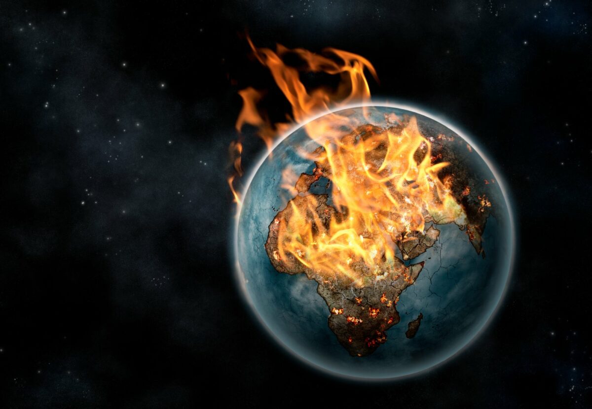 Die Erde in Flammen.