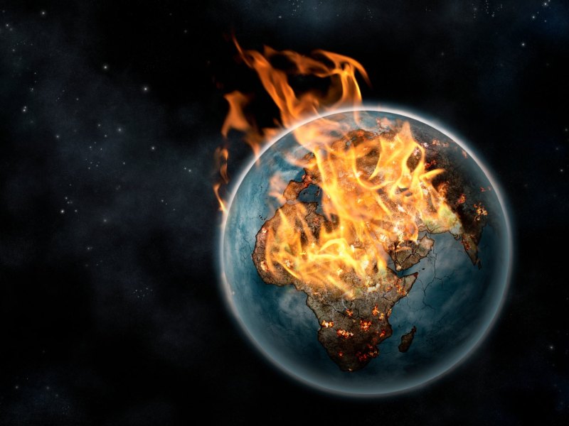 Die Erde in Flammen.