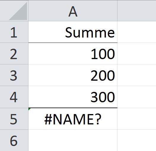 Excel-Problem: In Excel wird der Fehlerwert #NAME? angezeigt. 