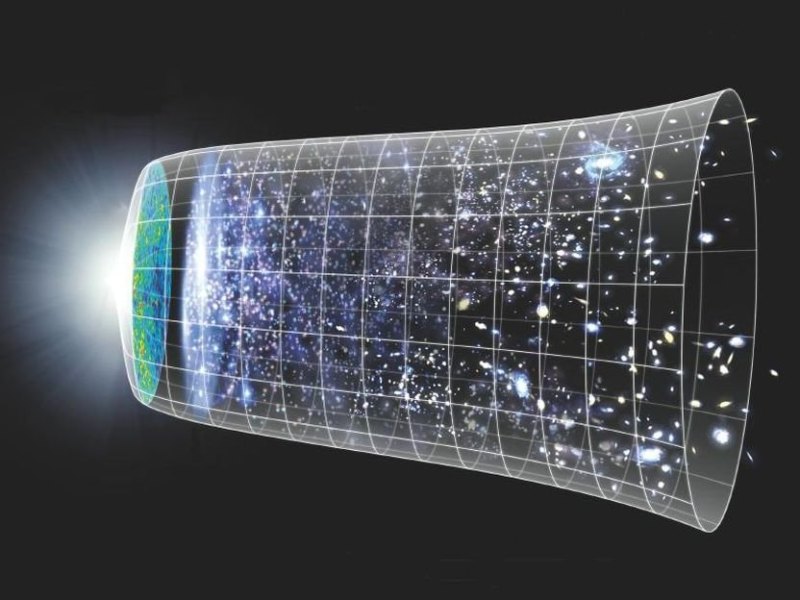Das Bild der NASA veranschaulicht die Entstehung unseres Universums und seine Expansion. Ein Mittelpunkt ist nicht genau zu erkennen.