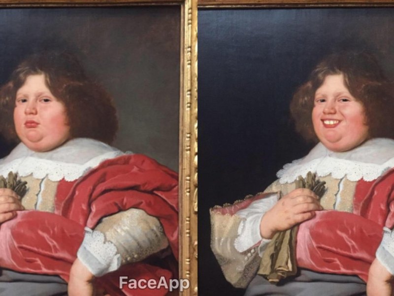 Mit FaceApp manipuliertes Foto eines klassischen Ölgemäldes.