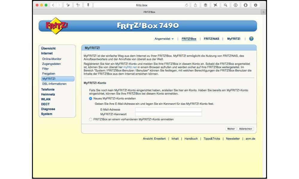 So sieht das Fritzbox-Menü im Browser aus.