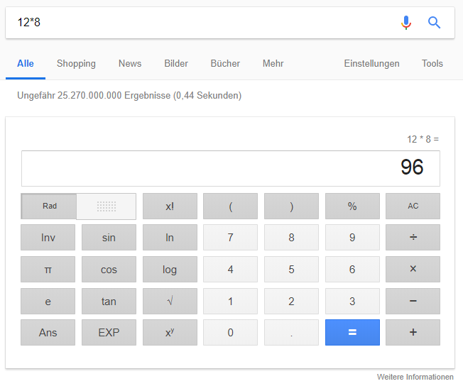 Wenn ihr schnell etwas berechnen müsst, stellt euch Chrome einen eigenen Taschenrechner zur Verfügung.