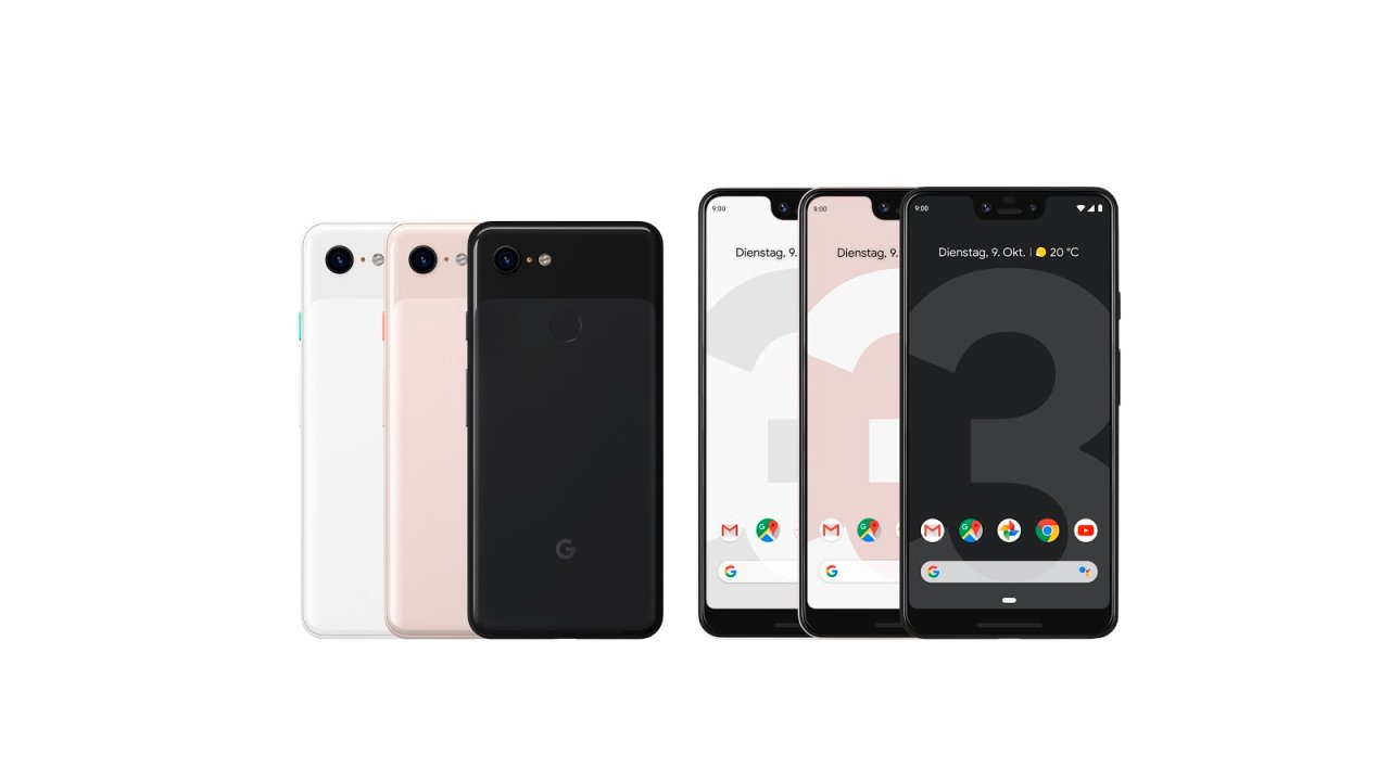 Google Pixel 3 und Pixel 3 XL in allen verfügbaren Farben
