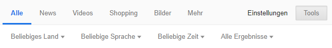 Die Tools beinhalten Nützliches zu den Grundeinstellungen eurer Google-Suche.