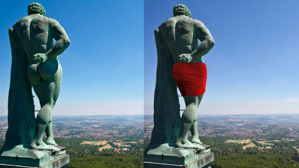 Die Fotografie der Herkules-Statue in Kassel von hinten
