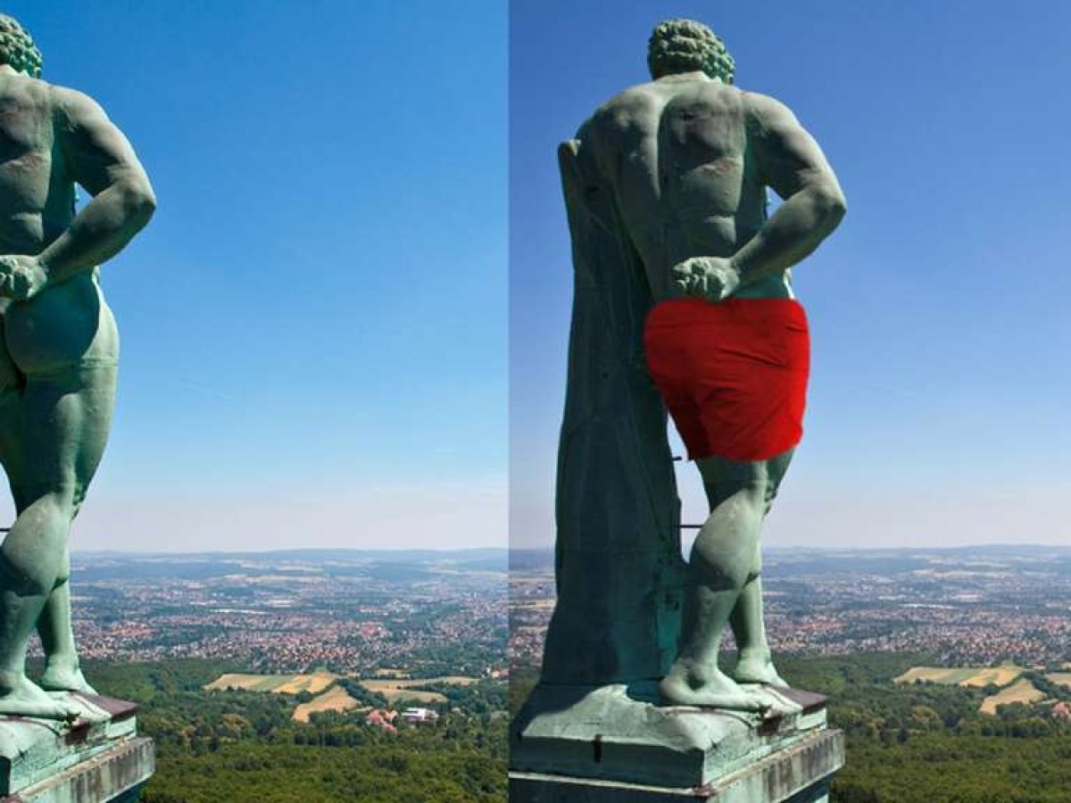 Die Fotografie der Herkules-Statue in Kassel von hinten