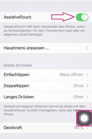 Den AssistiveTouch zu aktivieren ist nicht schwer. 