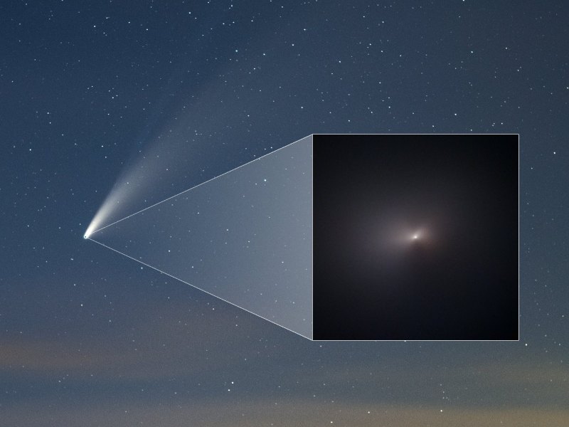 Der Komet Neowise durch das Hubble-Teleskop fotografiert.
