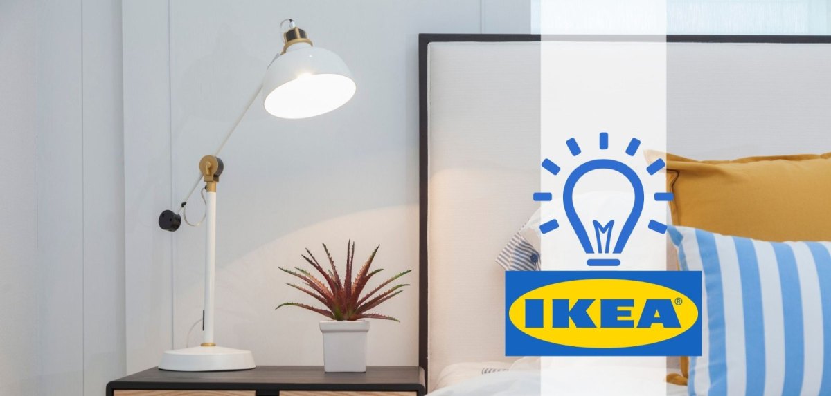 Nachttischlampe/Ikea-Logo/Schlafzimmer