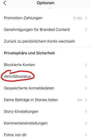 Online-Status verstecken auf dem iPhone: Unter Einstellungen geht ihr auf "Aktivitätsstatus".