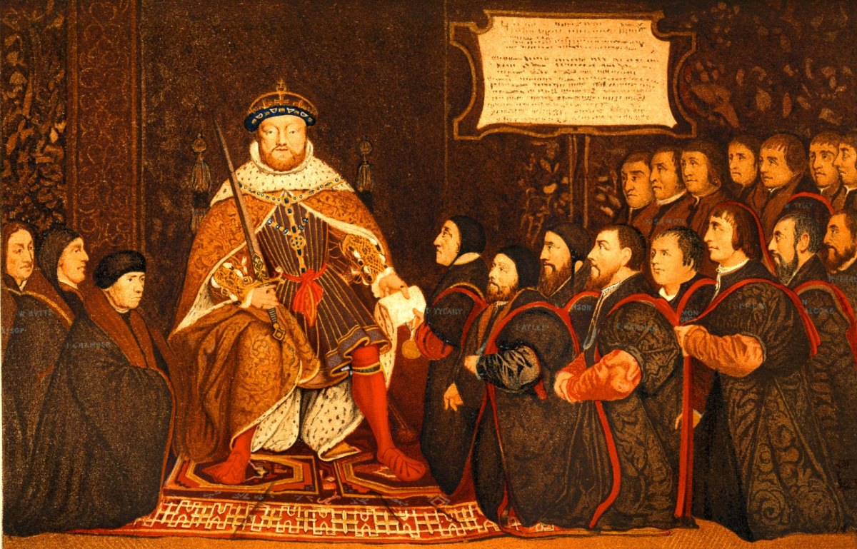 Heinrich VIII. liegt sein Hofstaat zu Füßen