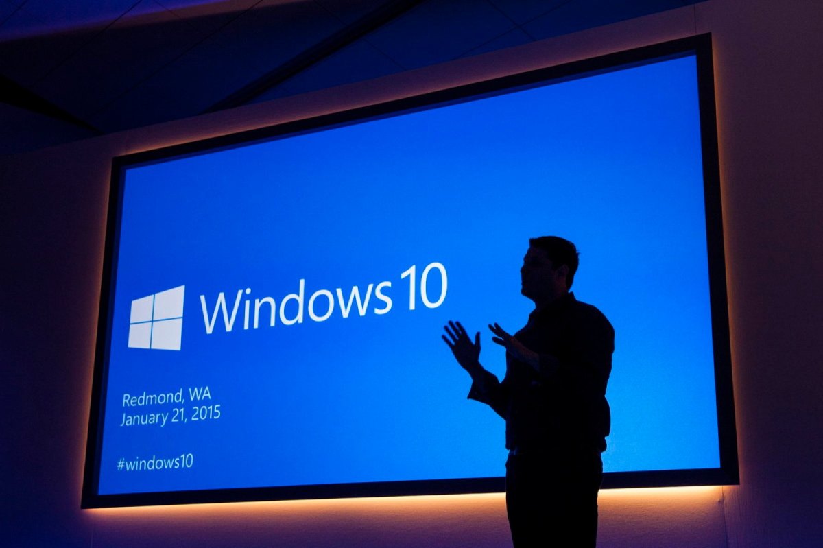 Executive Vice President of Operating Systems Terry Myerson spricht bei der Pressekonferenz von Windows 10.