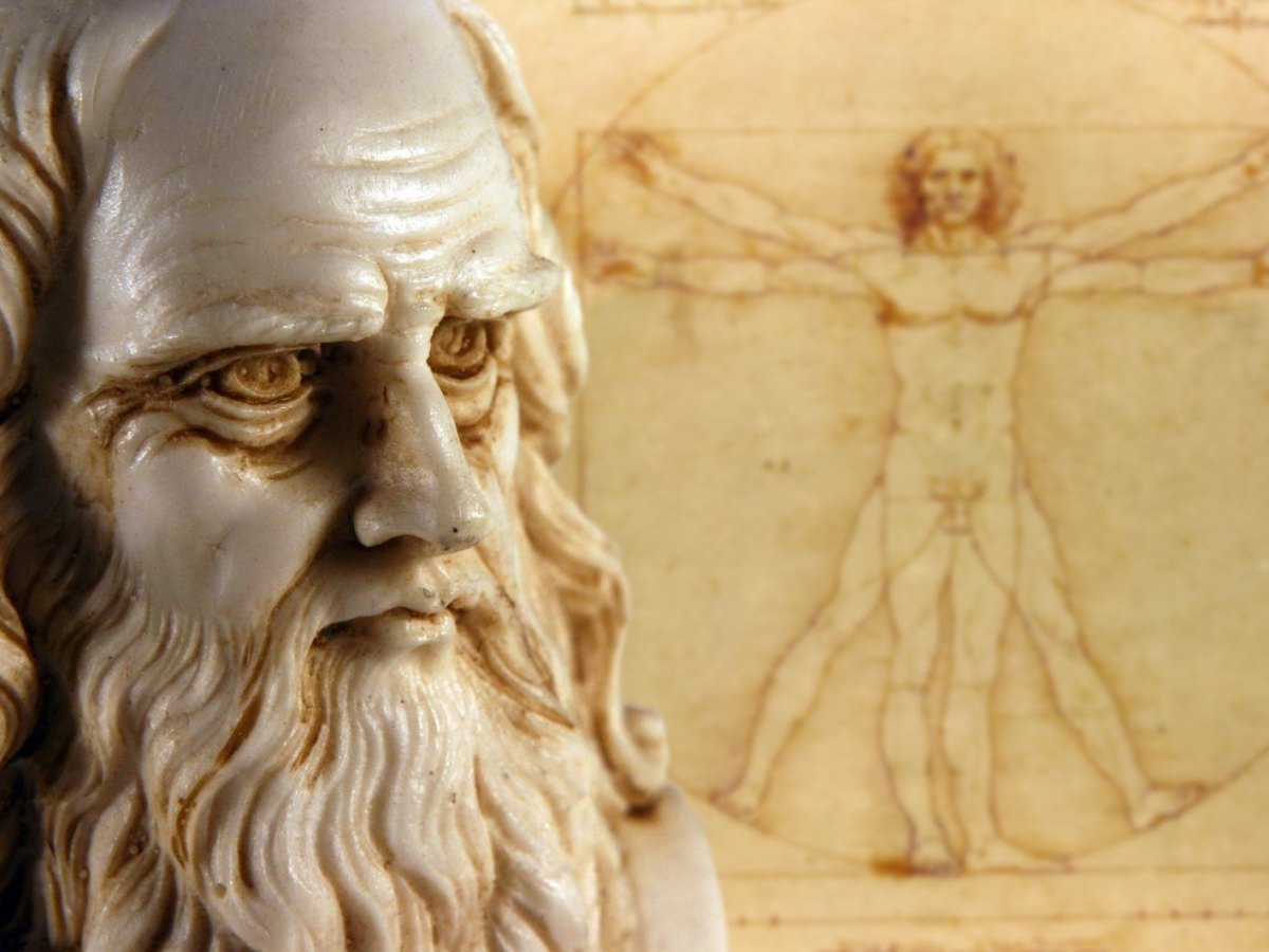 Leonardo da Vinci als Statue.