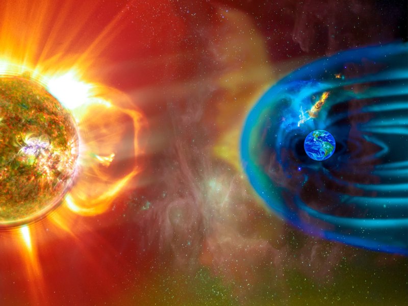 Das Magnetfeld der Erde und die Sonne.