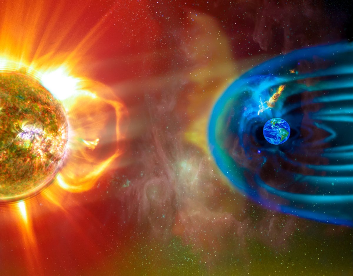 Das Magnetfeld der Erde und die Sonne.