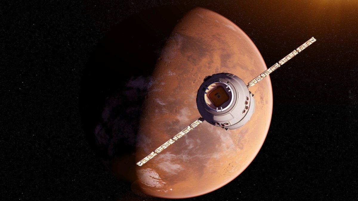 Mars mit Satellit