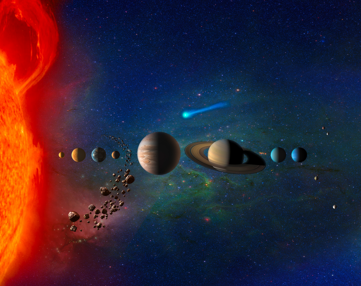 Planeten in unserem Sonnensystem variieren stark in Größe und Zusammensetzung (Künstlerillustration).