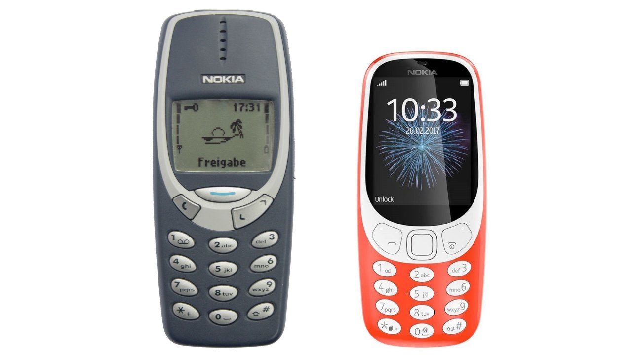 Links das Original aus dem Jahr 2000, rechts die Neuauflage des Nokia 3310.