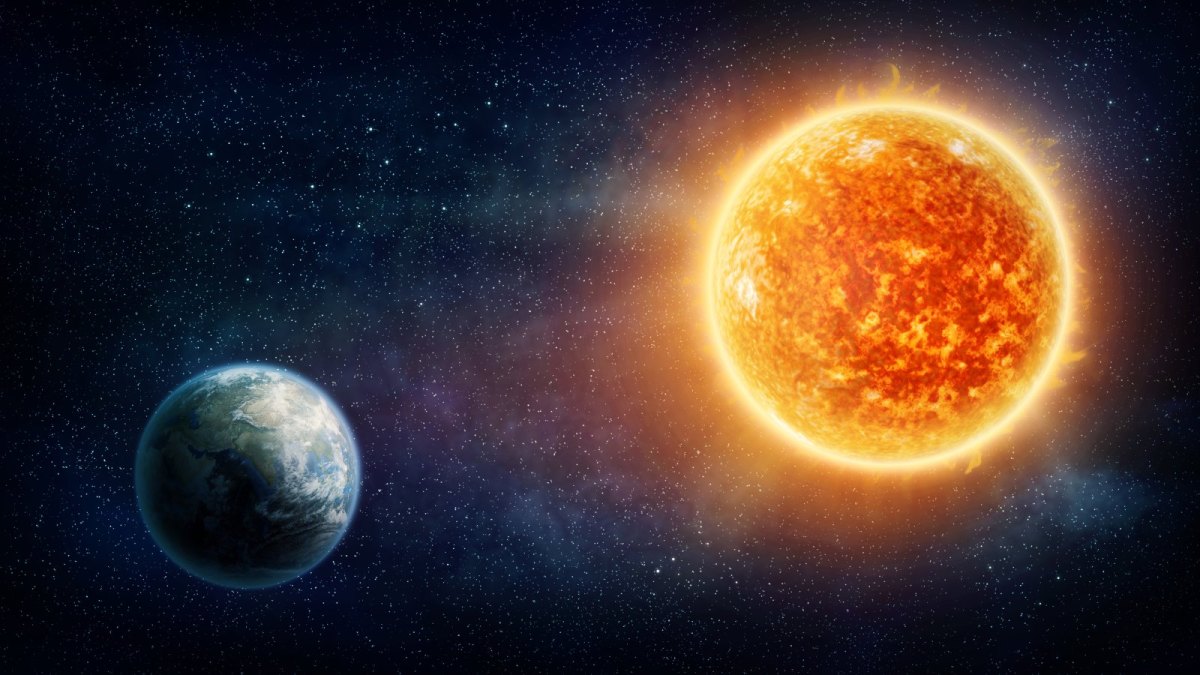 Planet Erde und Sonne
