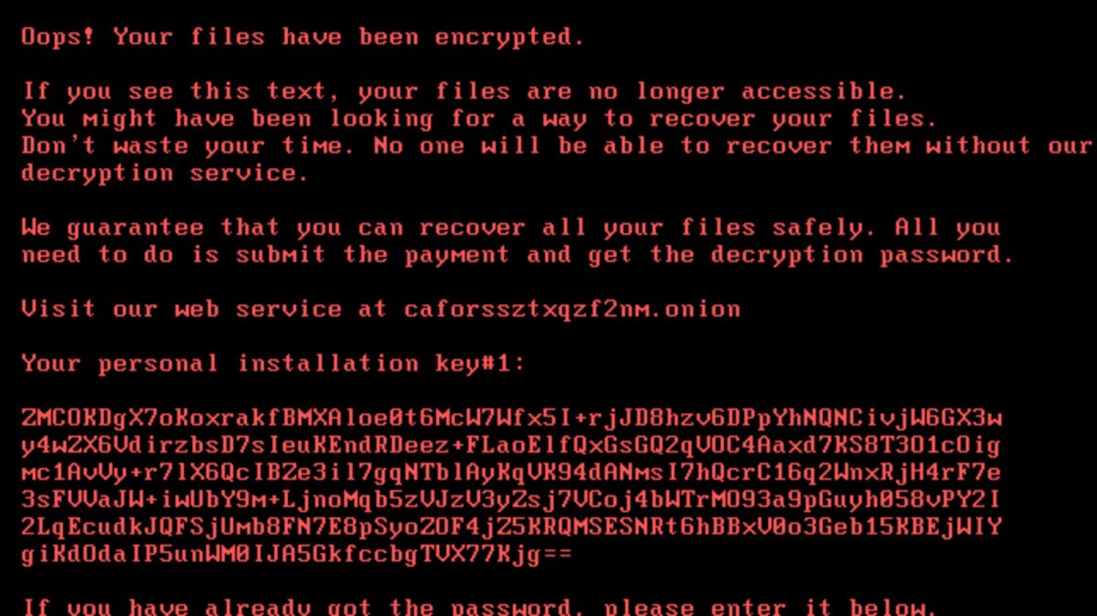 Bildschirm bei einer Ransomware-Attacke