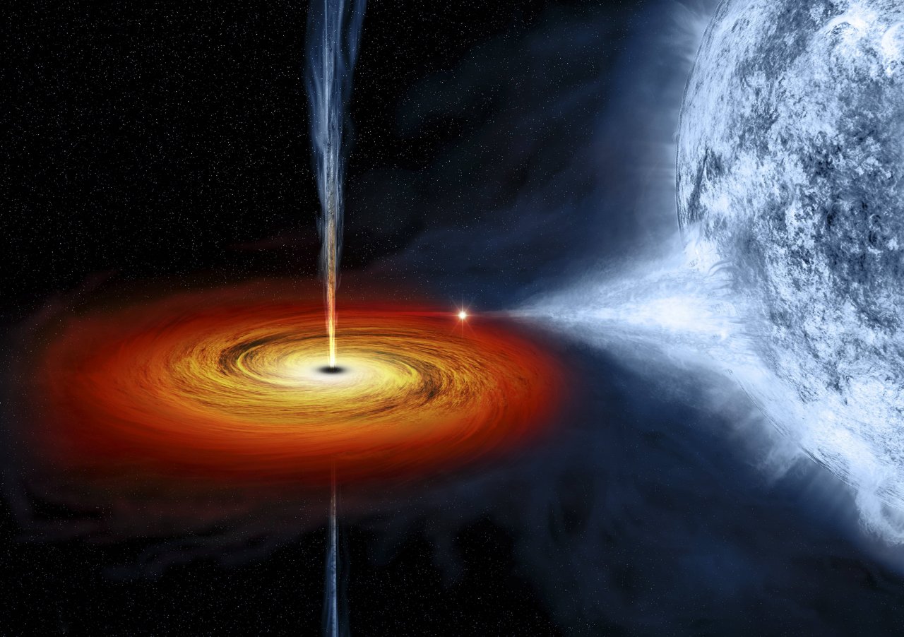 Manche Strahlenmengen eines Sternes sind unerklärlich. Ein Indiz für ein Schwarzes Loch.