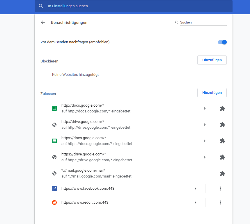 Unter "Sicherheit und Datenschutz" kannst du die Benachrichtigungen in den Inhaltseinstellungen komplett ausschalten.