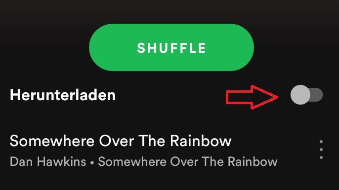 Lad in Spotify eine Playlist herunter, indem du auf den Schalter tippst.