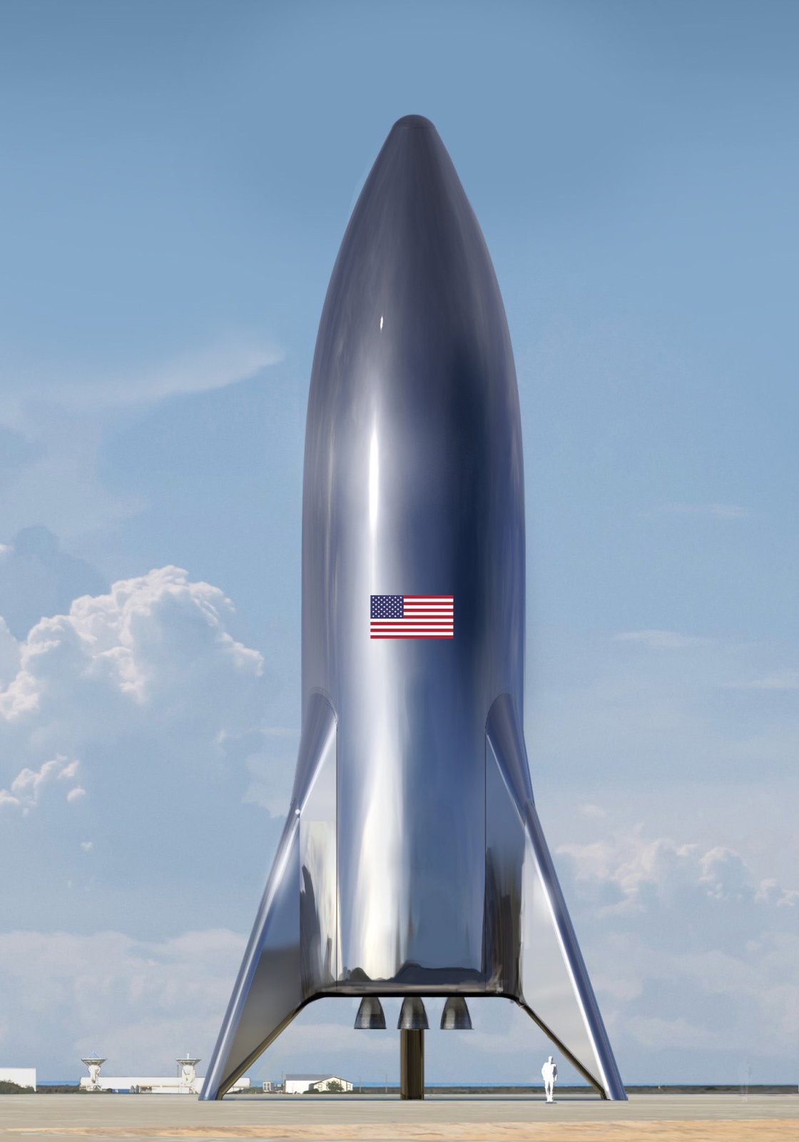 Computerdarstellung des SpaceX "Starship"