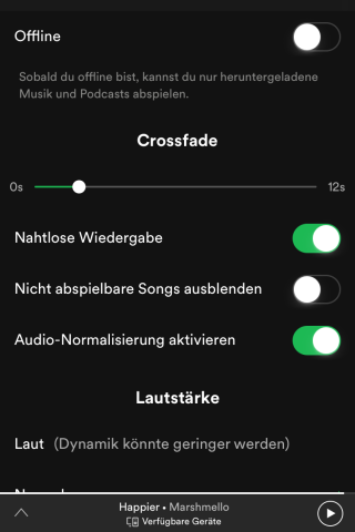 Der Crossfade verbessert den Übergang zwischen zwei Songs